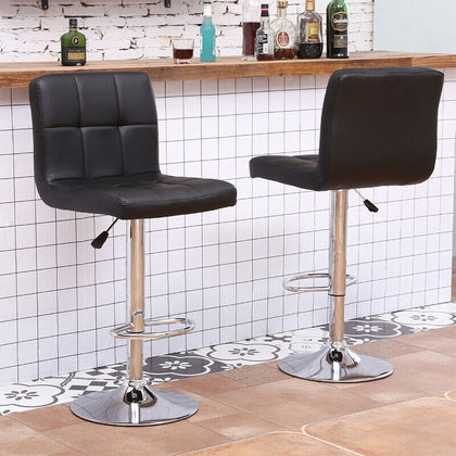 2x Bar Stools with Backrest Adjustable Height Swivel Gas Lift Breakfast Bar Home