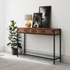Slim Console Table Wooden Side Table Buffet Sideboard with 2 Drawers&Glass Rack