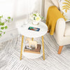 End Table with Charging Station 2-Tier Round Side Table 15.7”L x 15.7”W x 19.7”H