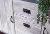 Large Grey Sideboard Storage Unit 2 Drawers 3 Doors Metal Handles Industrial
