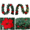 Pre-Lit Decorated Christmas Garland with Lights Red Ball Xmas Festival Tree 2.7M