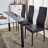 Black&Clear Rectangular Tempered Glass Dining Table Black Metal Legs Dining Room