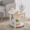 2 Tier Wooden Coffee Table With Metal Legs 50/60cm Round Side Table Home Office