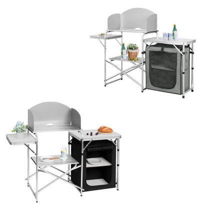 Outdoor Alu Camping Table Folding Storage Station Kitchen Cook Table with Bag