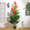 185cm Large Artificial Tree Canna Flower Tropical Plant in Pot Indoor Outdoor UK