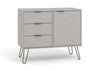 Grey Sideboard Cupboard With 1 Doors, 3 Drawers Living Room Storage Furniture