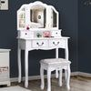 Dressing Table Tri Fold 3 Mirror 4 Drawer & Stool Set Bedroom Vanity Makeup Desk