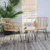 3 Piece Natural Rattan Bistro Set Table & Chairs Outdoor/Patio Garden Furniture