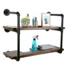 Wooden Bookshelf Metal Wall Floating Retro Industrial Pipe Display Shelf Storage