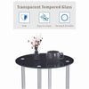 2pcs Round Black Tempered Glass Sofa Side End Table Bedside Table with Storage