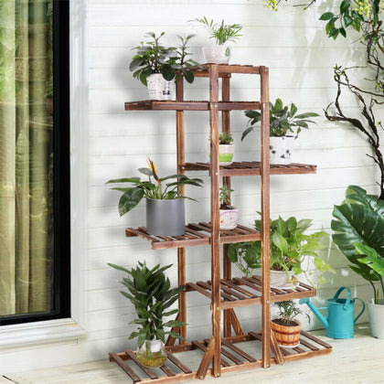 6 Tiers Wooden Plant Stand Flower Pot Rack Shelf Garden Display Home Decor