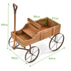 Wood Wagon Flower Planter Outdoor Decorative Pot Stand W/ Wheels & 2 Sections