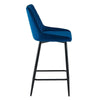 2x Velvet Blue Bar Stool Kitchen Counter Breakfast Chair Pub Restaurant Cafe