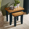 Modern Blue Painted Solid Wood Nest of 2 Side End Coffee Tables Living Room Set
