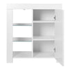 White Sideboard Buffet with LED lights 3-Tier Tableware Storage Cupboard