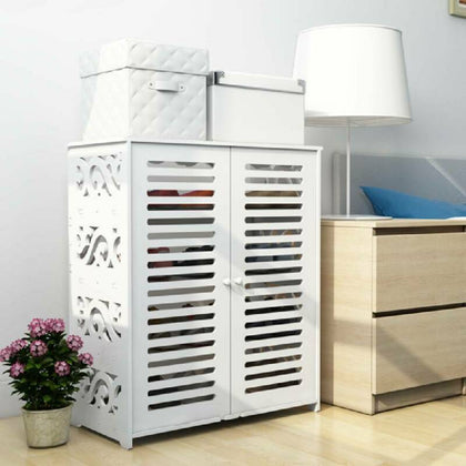 4 Tier Shoe Storage Cabinet Wooden Organiser Shoes Rack Cupboard Free Standing
