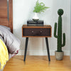 Industrial Nightstand Wooden Bedside Table Removable Fabric Drawer End Table