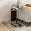 Set of 2 C-Shaped End Table Sofa Side Table W/ Charging Station & Side Storage