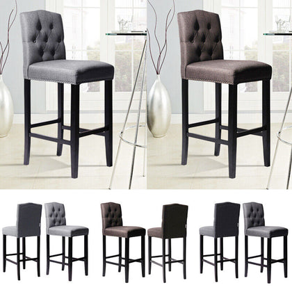 Solid Wood Bar Chairs Breakfast Kitchen Pub Bar Stools Cafe Footrest High Chair