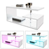 Alaska Modern High Gloss White Coffee Table Rectangle Side Table with RGB LED