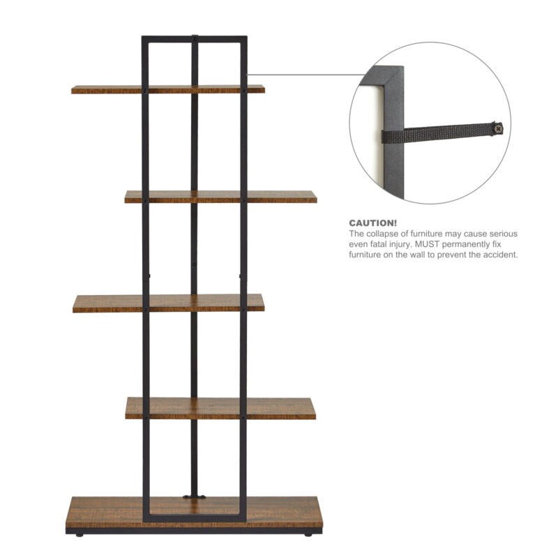 Stagger Display Rack Industrial Staggered layering 5 Shelf Storage Display Metal Bookcase U ...