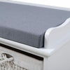Vintage Storage Bench Woven Basket Window Seat Padded Ottoman Shoe Cabinet Porch
