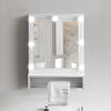 White Bathroom Cabinet Mirror Storage Unit Shelf LED Light Switch Towel Holder