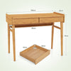 Modern Bamboo Computer Desk 100cm Writing Desk Home Office Workstation 2 Drawer