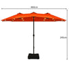 4.6m Double-Sided Parasol with Base Solar LED Lights and Crank Handle Outdoor