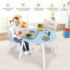 3PCS Kids Table and Chair Set Children Study Drawing Desk W/ Hidden Mesh Storage