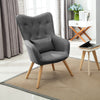 Linen Fabric Accent Wing High Back Armchair Chair Living Room Footstool Lounge