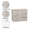 Fabric Cabinets Storage Unit Chest of 3/4/5 Drawer Bedside Table Organiser Beige