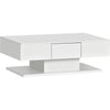 Coffee Table White LED High Gloss Rectangle Cocktail Table Modern Living Room