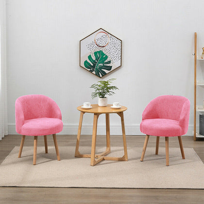 Set of 2 Accent Tub Chairs Occasional Lounge Sofa for Living Room Bedroom Pink