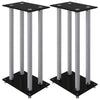 Speaker Stands 2 pcs Black Tempered Glass 4 Pillars Design base is sturdy