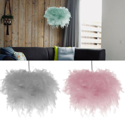 Modern Fluffy Feather Ceiling Pendant Light Lamp Shade Lightshade