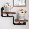 Industrial Pipe Shelf 2-Tier Wall Floating Shelf Wooden Storage Display Shelving