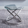 Modern Coffee Table Round Tempered Glass Top Chrome Base Sofa Side End Table