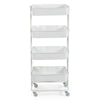 4 Tier Storage Trolley Cart Rolling Utility Organiser Shelf Mesh Basket & Wheels