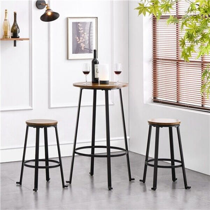 Industrial Bar Table Set 3 Piece Dining Table Set Rustic Bar Table and Bar Stool