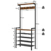 Coat Rack Stand Hall Tree w/ 5 -tier Shoe Storage Rack Large Hall Stand