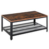 2-Tier Wooden Coffee Table Retro Industrial Style Side Desk Living Room