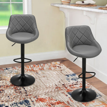 2 x Bar Stools Kitchen Breakfast Chairs with Swivel Gas Lift Adjustable Height