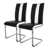 Dining Chair Set of 2 High Back PU Leather Chrome Leg Kitchen Office Padded Seat