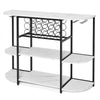 Wooden Kitchewn Wine Storage Rack Industrial Bar Buffet Table w/ Glass Holder