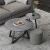 Set of 2 Modern Nesting Coffee Table Round Accent Cafe Table Grey Sintered Stone