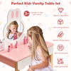 Kids Vanity Table and Chair Set Pretend Makeup Dressing Table W/ Mirror & Drawer