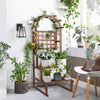 3 Tier Large Wooden Garden Plant Stand with Arch Lattice Trellis Climbing Plants