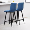 2X Blue Velvet Bar Stools Breakfast Stool Kitchen Pub Chairs Padded 65 cm Seat