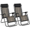 2 Pieces Foldable Zero Gravity Reclining Garden Patio Deck Chair Sun Lounger